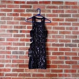 Cocktail dress, black sequin sides cut out, sexy